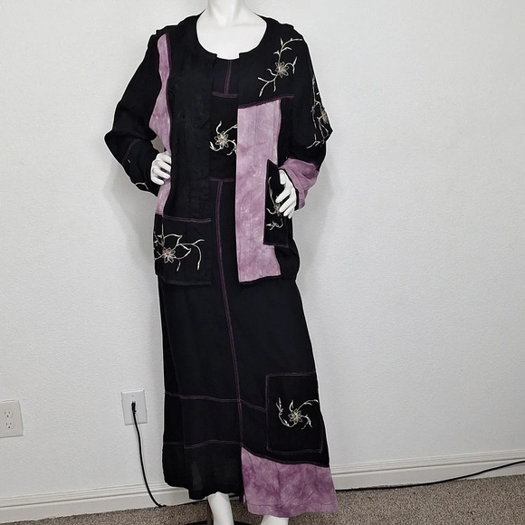 Drapers & Damons Bohemian Lagenlook Beaded Fairy Jacket & Maxi Dress Set Size XL - Picture 1 of 12